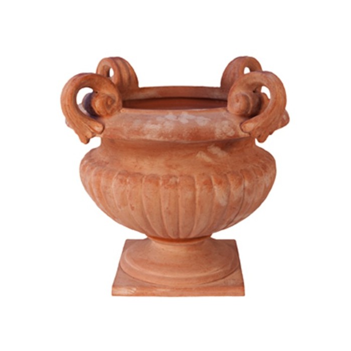 Terracotta Chalice Vase with Handles